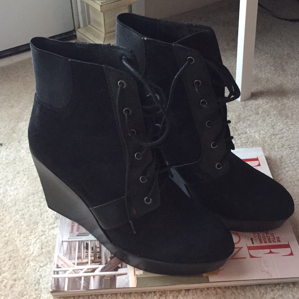 Black Wedge Ankle Boots